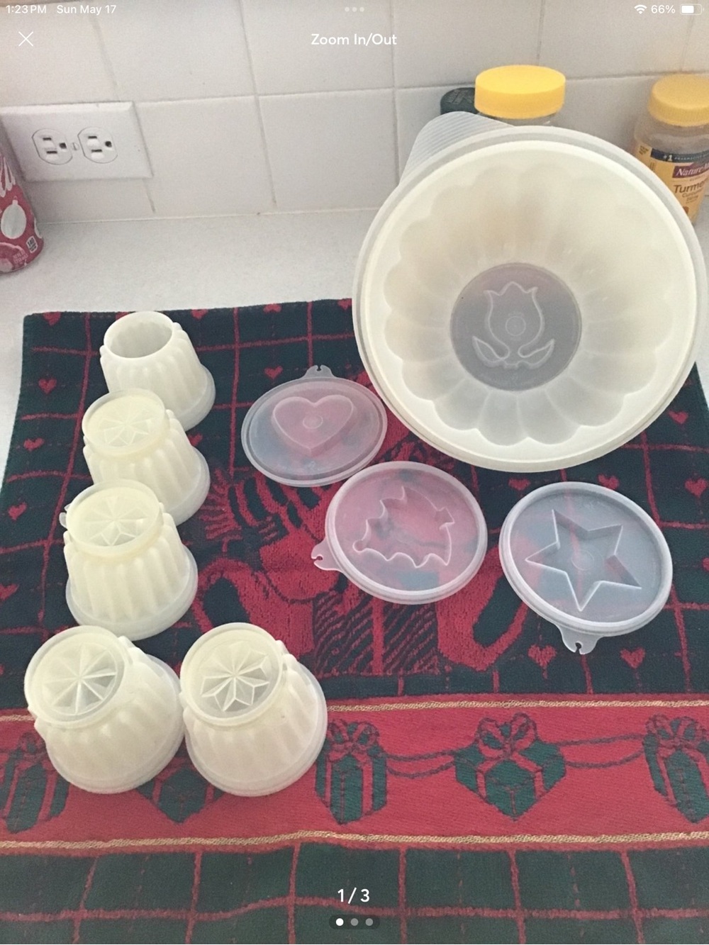 Tupperware vintage jello Molds and Lid Set. 9 piece. Large bowl. Tulip heart